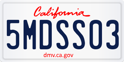 CA license plate 5MDSS03