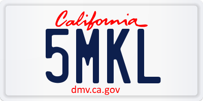 CA license plate 5MKL