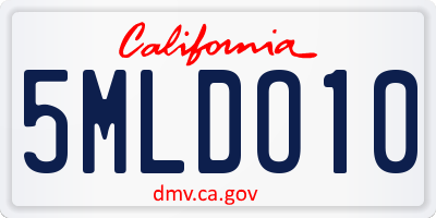 CA license plate 5MLDO10