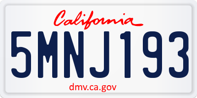 CA license plate 5MNJ193