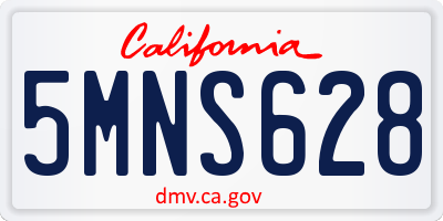 CA license plate 5MNS628