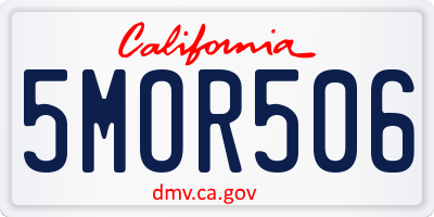 CA license plate 5MOR506