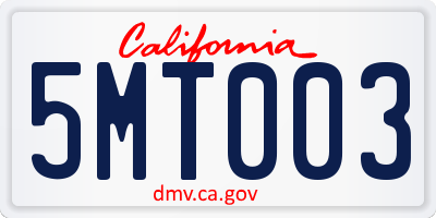 CA license plate 5MT003