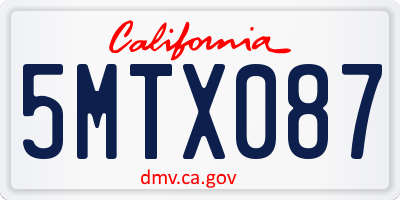 CA license plate 5MTX087