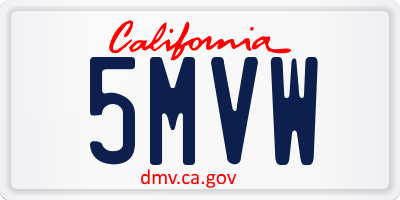 CA license plate 5MVW