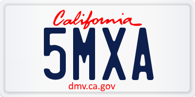 CA license plate 5MXA