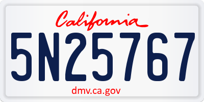 CA license plate 5N25767