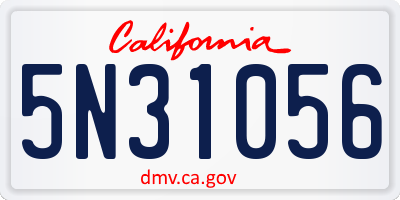 CA license plate 5N31056