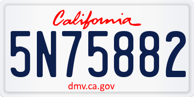 CA license plate 5N75882