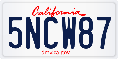 CA license plate 5NCW87