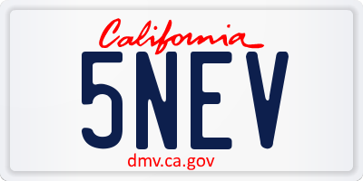 CA license plate 5NEV