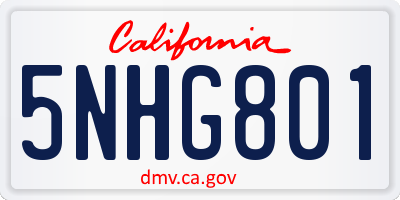 CA license plate 5NHG801