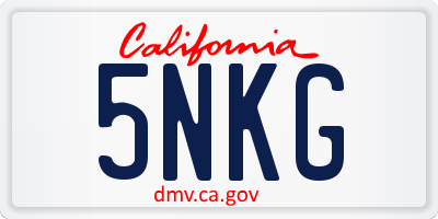 CA license plate 5NKG