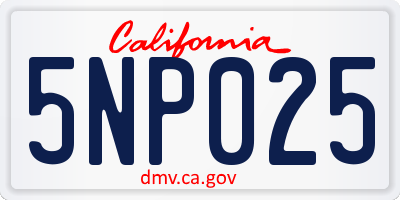 CA license plate 5NP025