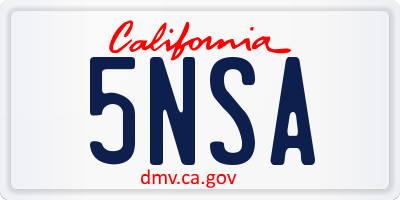 CA license plate 5NSA