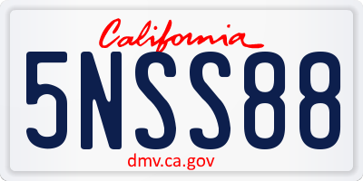 CA license plate 5NSS88