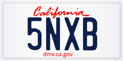 CA license plate 5NXB