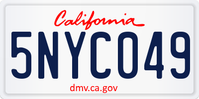 CA license plate 5NYC049