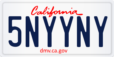 CA license plate 5NYYNY