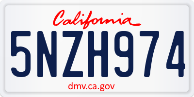 CA license plate 5NZH974