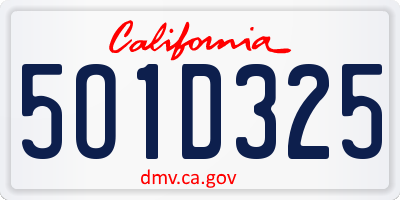 CA license plate 5O1D325