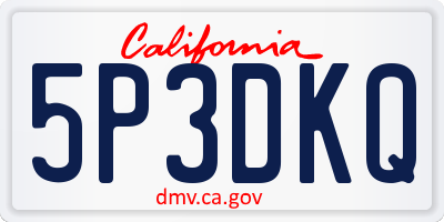 CA license plate 5P3DKQ