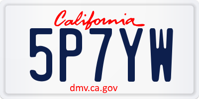 CA license plate 5P7YW