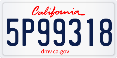 CA license plate 5P99318