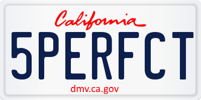 CA license plate 5PERFCT