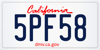 CA license plate 5PF58