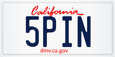 CA license plate 5PIN