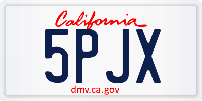 CA license plate 5PJX