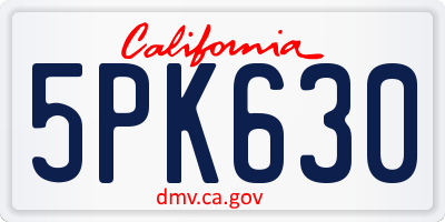 CA license plate 5PK630