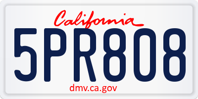 CA license plate 5PR808