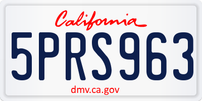 CA license plate 5PRS963