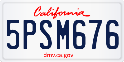 CA license plate 5PSM676