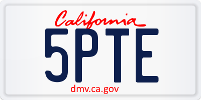 CA license plate 5PTE