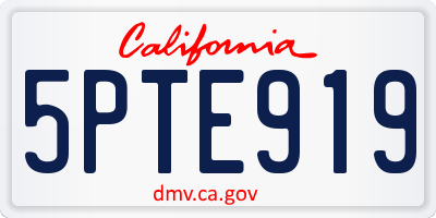 CA license plate 5PTE919