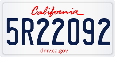 CA license plate 5R22092