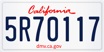 CA license plate 5R70117