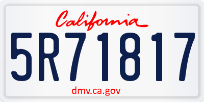 CA license plate 5R71817