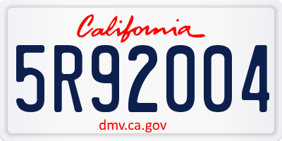 CA license plate 5R92004