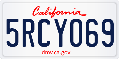 CA license plate 5RCYO69