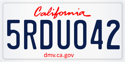 CA license plate 5RDUO42