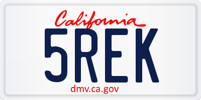 CA license plate 5REK