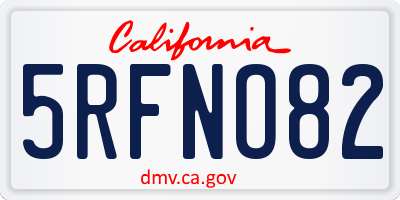 CA license plate 5RFNO82