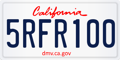CA license plate 5RFR100