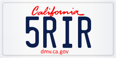 CA license plate 5RIR