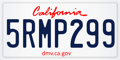 CA license plate 5RMP299