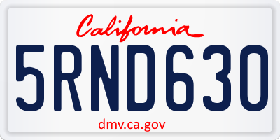 CA license plate 5RND630